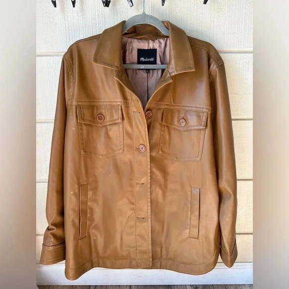Madewell Vegan Leather Chore Jacket brown women’s size large - Picture 1 of 7